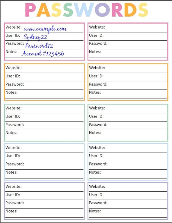 5 Password List Templates Free Sample Templates