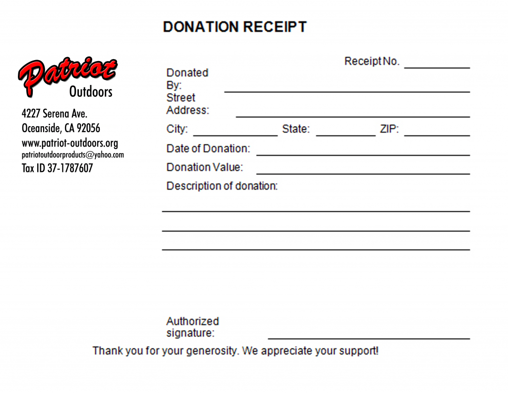 Charitable Donation Receipt Template Excel Templates